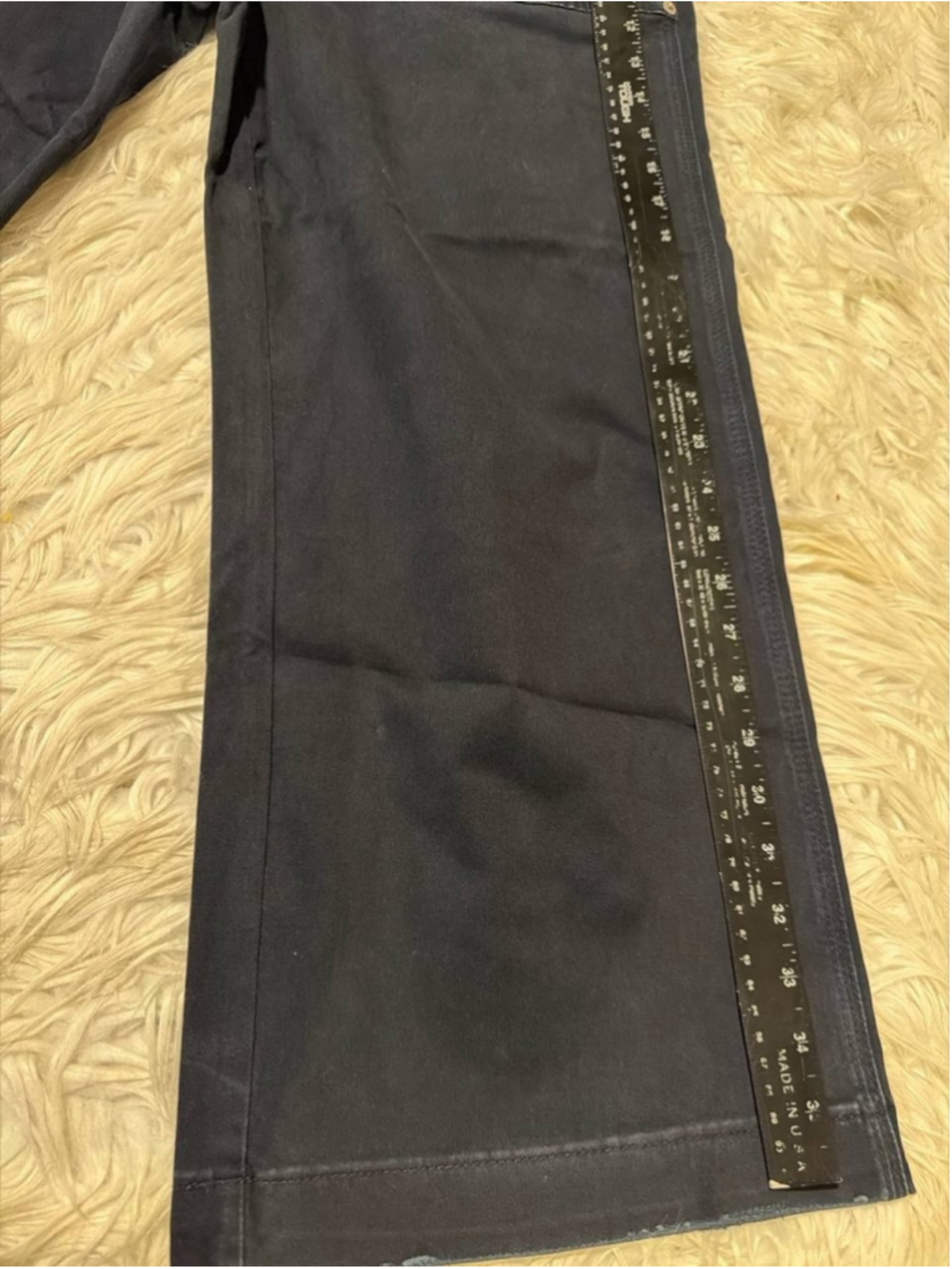 Flamingals Solid Stitch Detail Mid Rise Dark Blue Barrel Pants XL - Picture 2 of 4